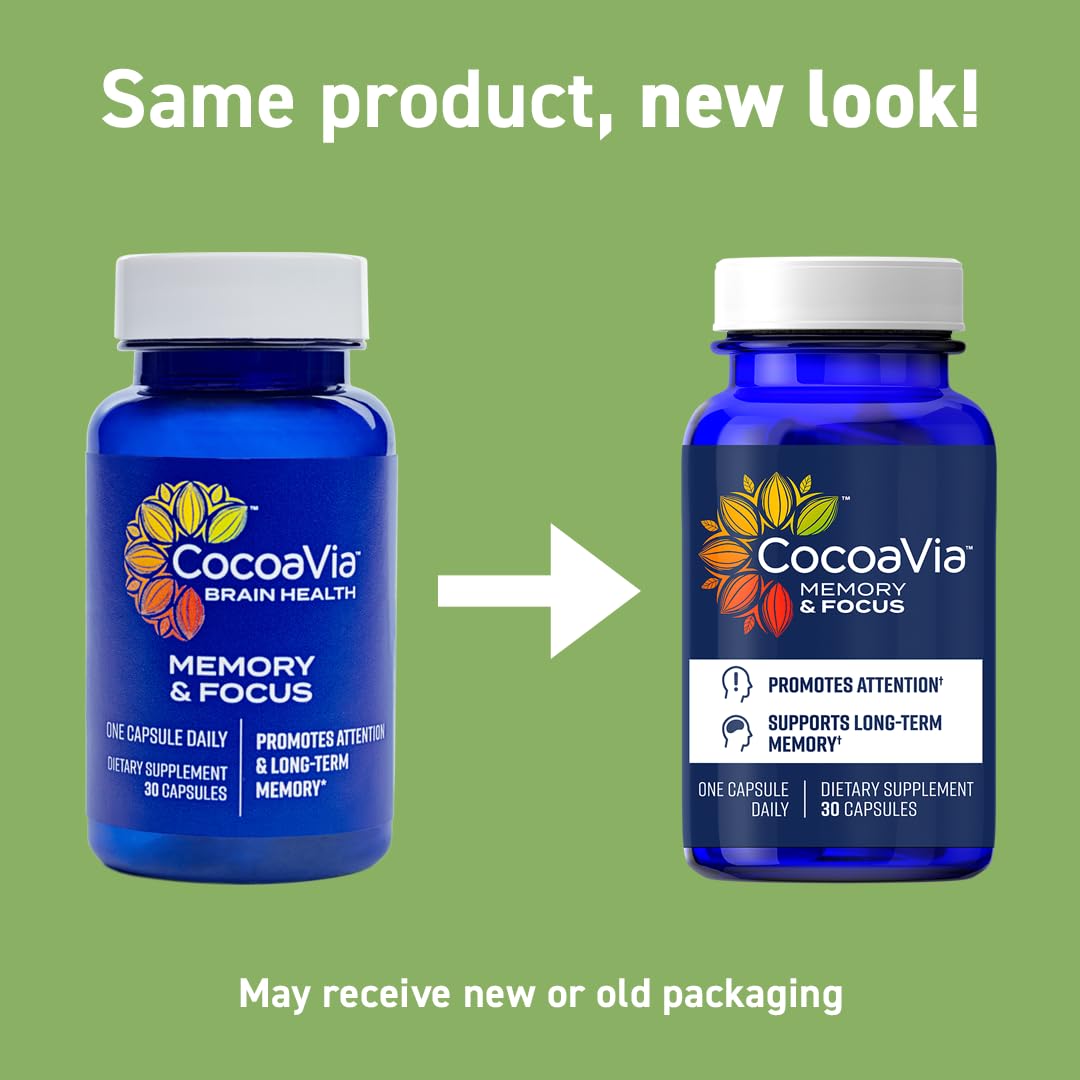 CocoaVia cafeína natural, energía suave para la atención
