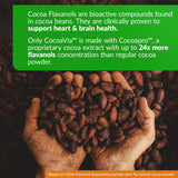 CocoaVia dosis diaria en cápsulas para una rutina saludable.