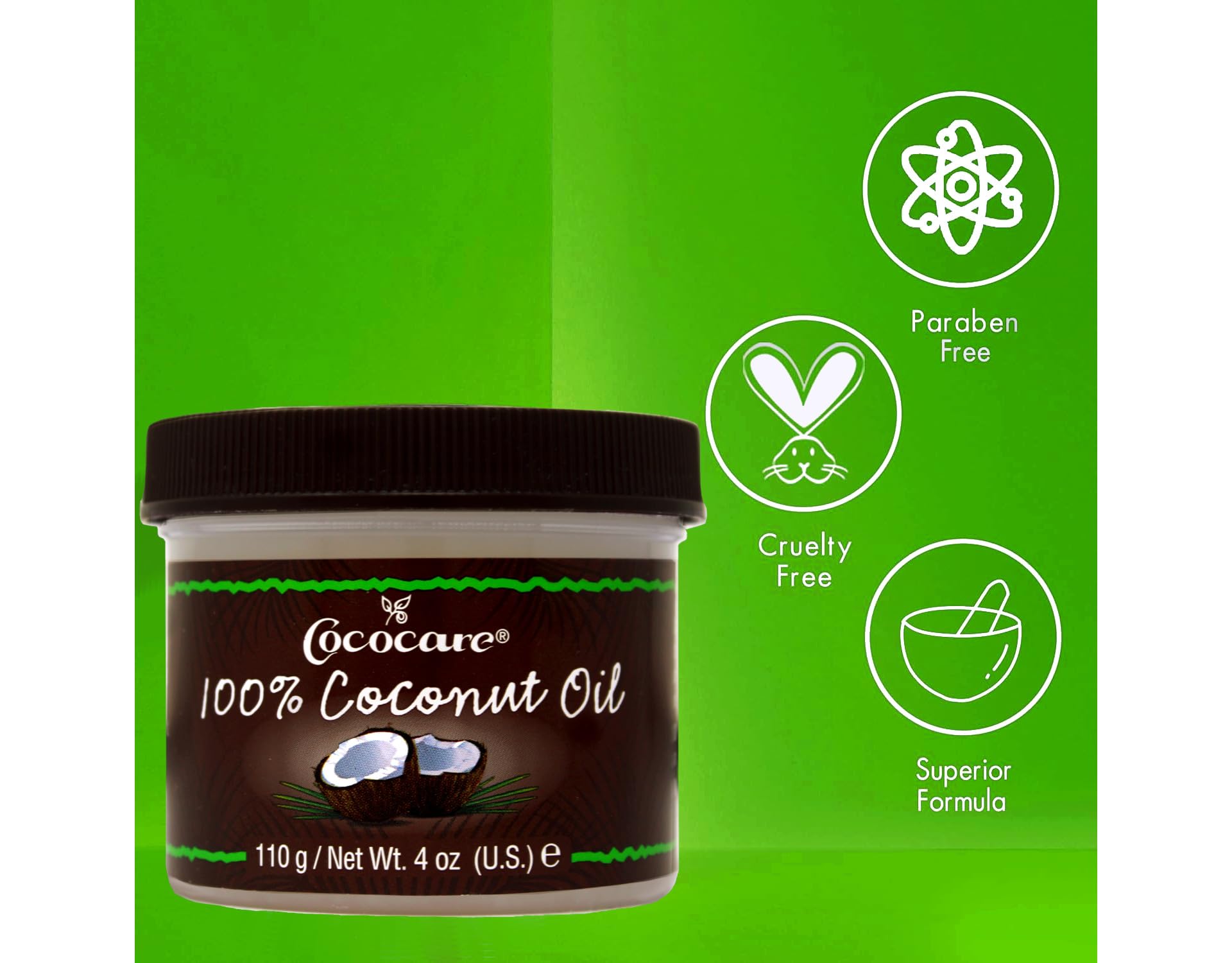 Cococare Textura ligera de aceite de coco, se absorbe rápido.