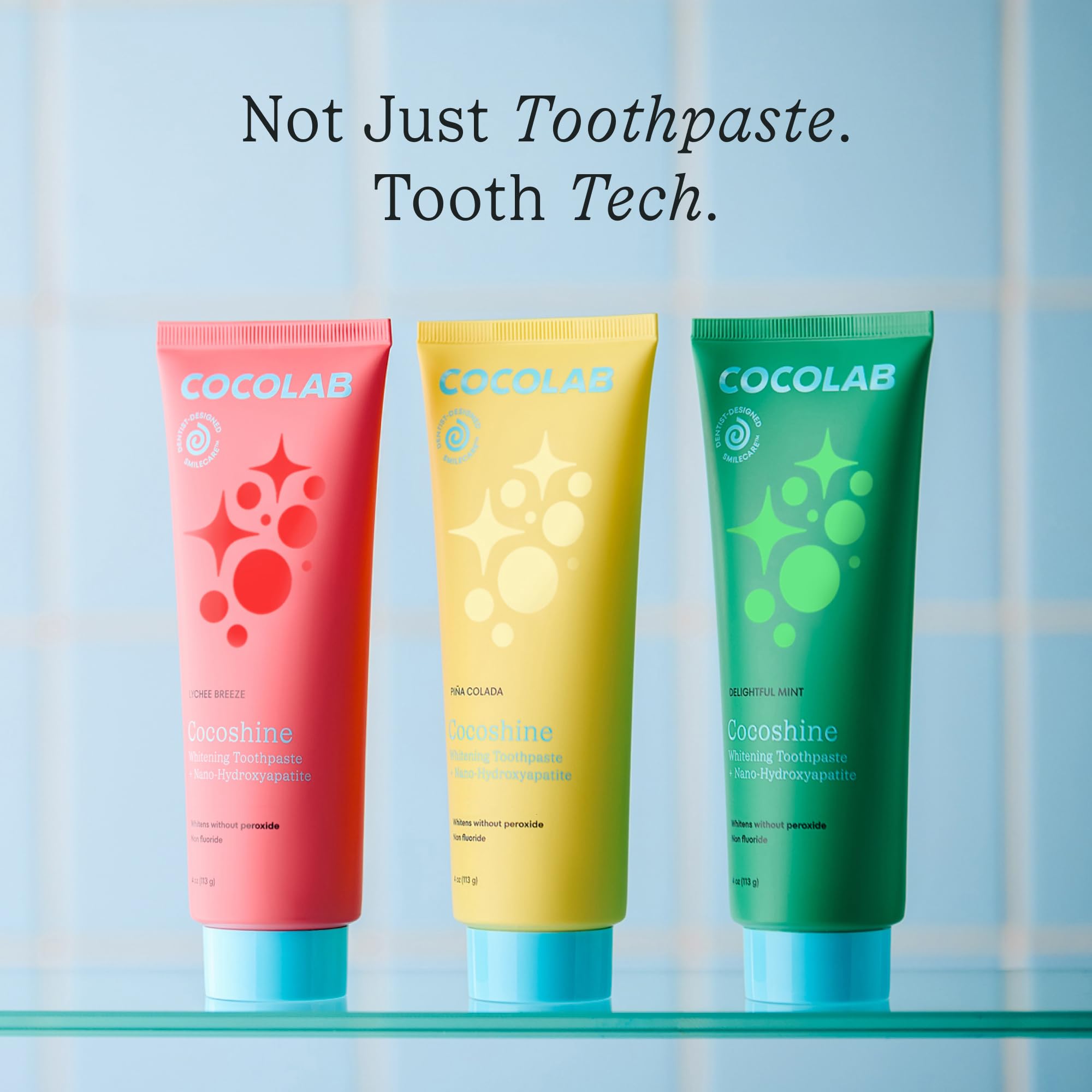 Envase reciclable de Cocoshine para una rutina dental sostenible.