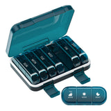 Codcaw organizador de pastillas azul, ideal para viajes cortos y uso diario.