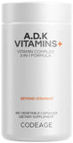 Codeage ADK Vitaminas, botella con cápsulas, apoyo diario de A-D-K para bienestar
