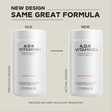 Caja de Codeage ADK Vitamins+ muestra empaque y contenido.
