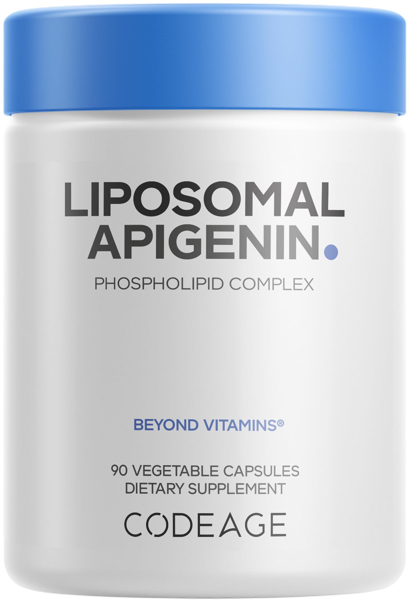 Codeage Apigenina cápsulas liposomales en frasco, mejor absorción potencial.