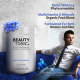 Codeage Biotina listo para rutina diaria de belleza.