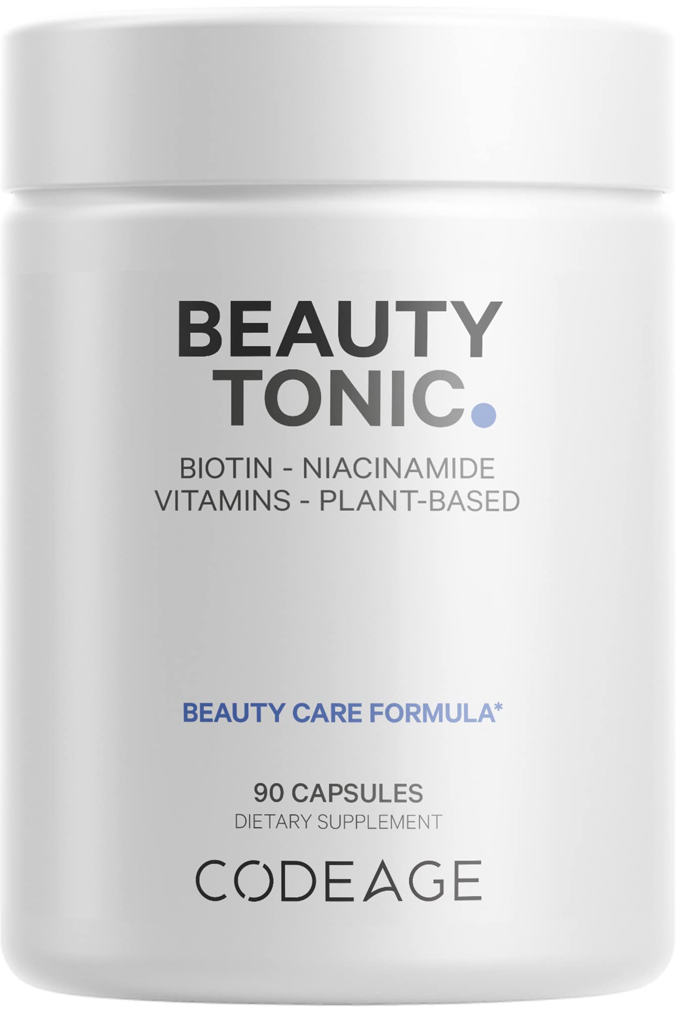 Codeage Biotina en botella con cápsulas para cabello y uñas.