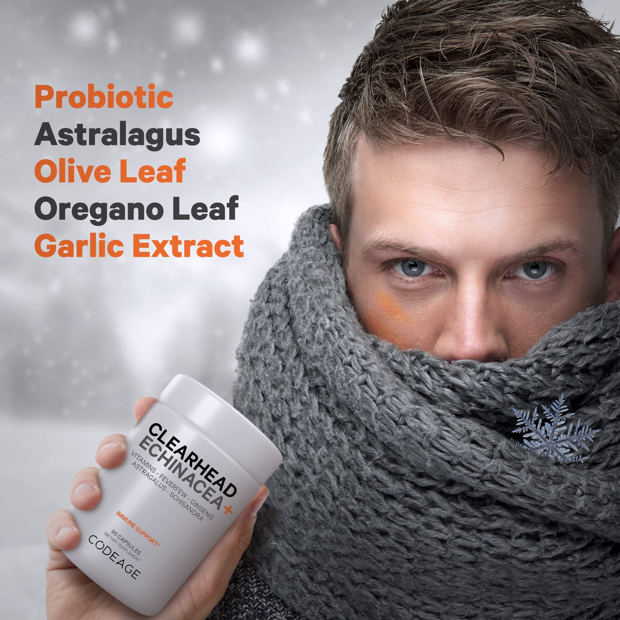 Codeage Clearhead extractos echinacea y coptis para apoyo botánico.