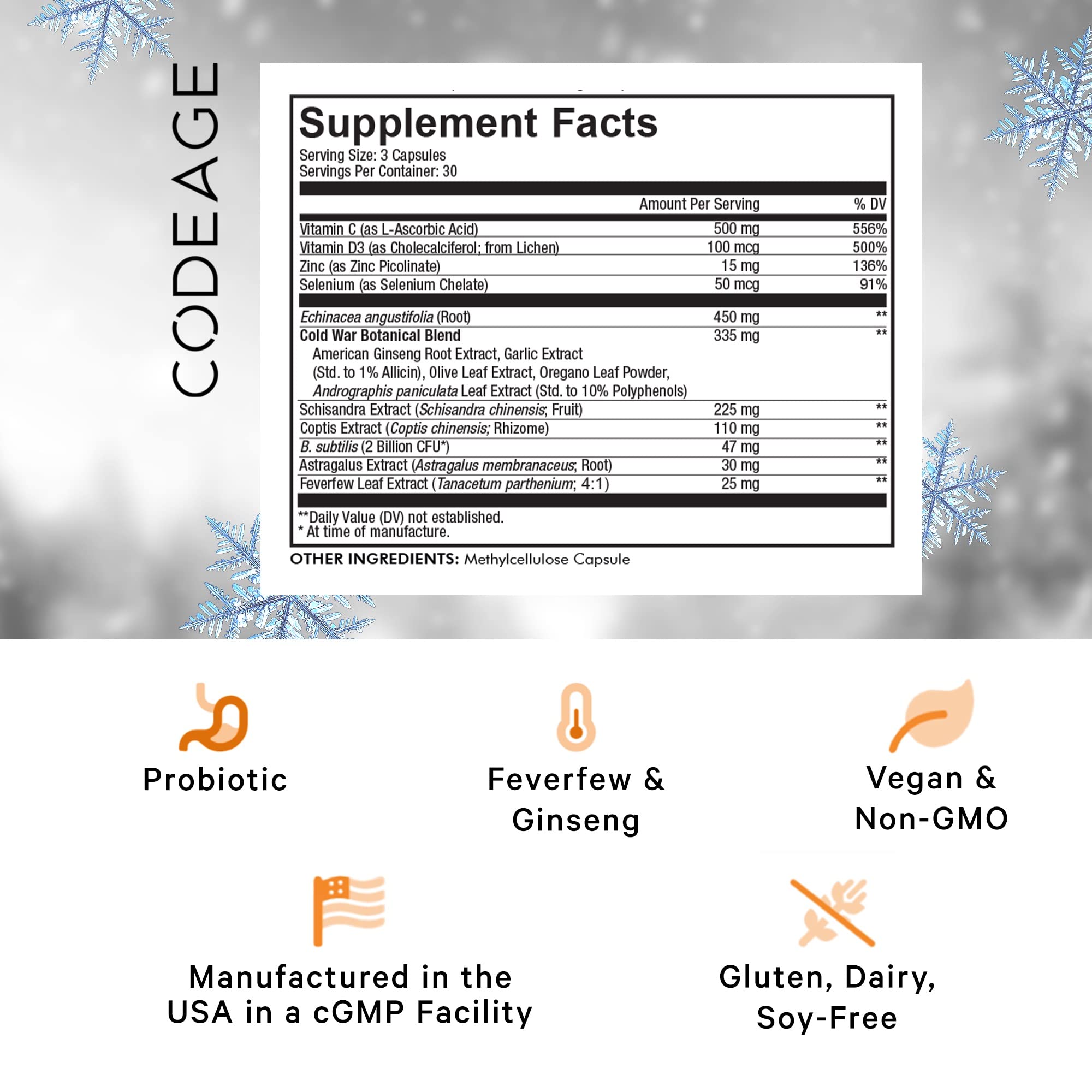 Codeage Clearhead suplemento herbal completo para el bienestar diario.