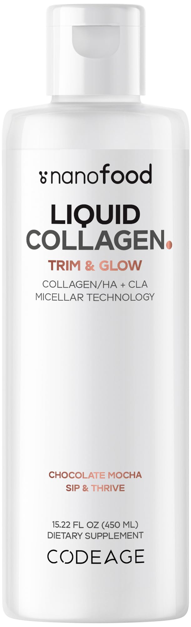 Codeage colageno liquido sabor chocolate, ideal para consumo diario