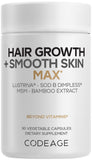Codeage Hair Growth Smooth Skin Max frasco con cápsulas y Lustriva para cabello más lleno