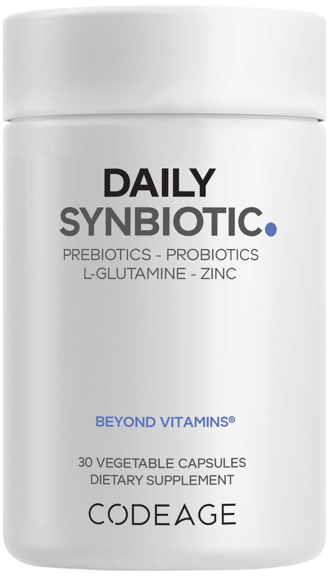 Codeage Daily Synbiotic, bote frontal, apoyo diario para equilibrio digestivo