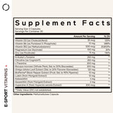Codeage E-Sport Vitamins+ etiqueta trasera con información nutricional útil