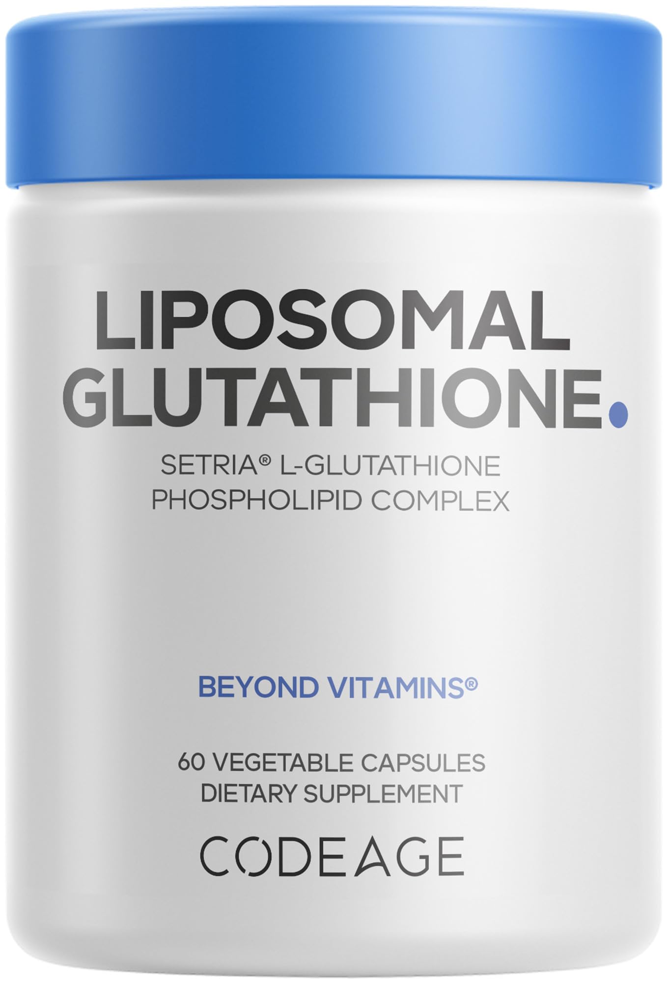Codeage Glutatión liposómico en botella, soporte antioxidante diario para tu rutina.