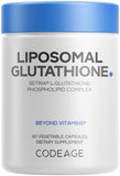 Codeage Glutatión liposómico en botella, soporte antioxidante diario para tu rutina.