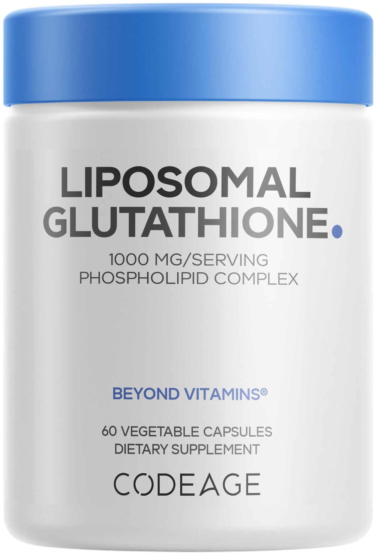 Codeage Glutatión Liposomado 1000 mg, envase de 60 cápsulas para la rutina diaria