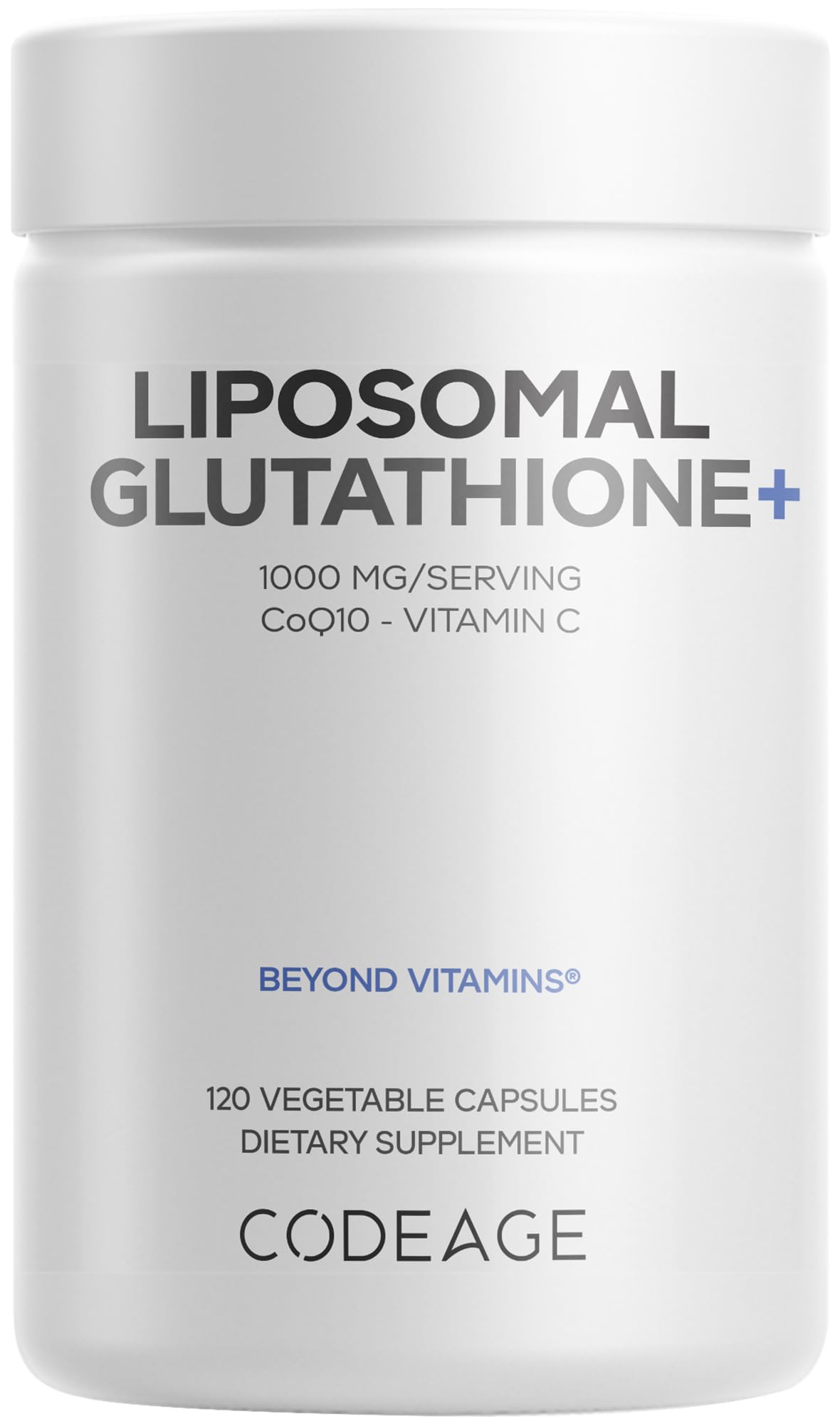 Codeage Glutatión Liposomado frasco de cápsulas para apoyo antioxidante diario.