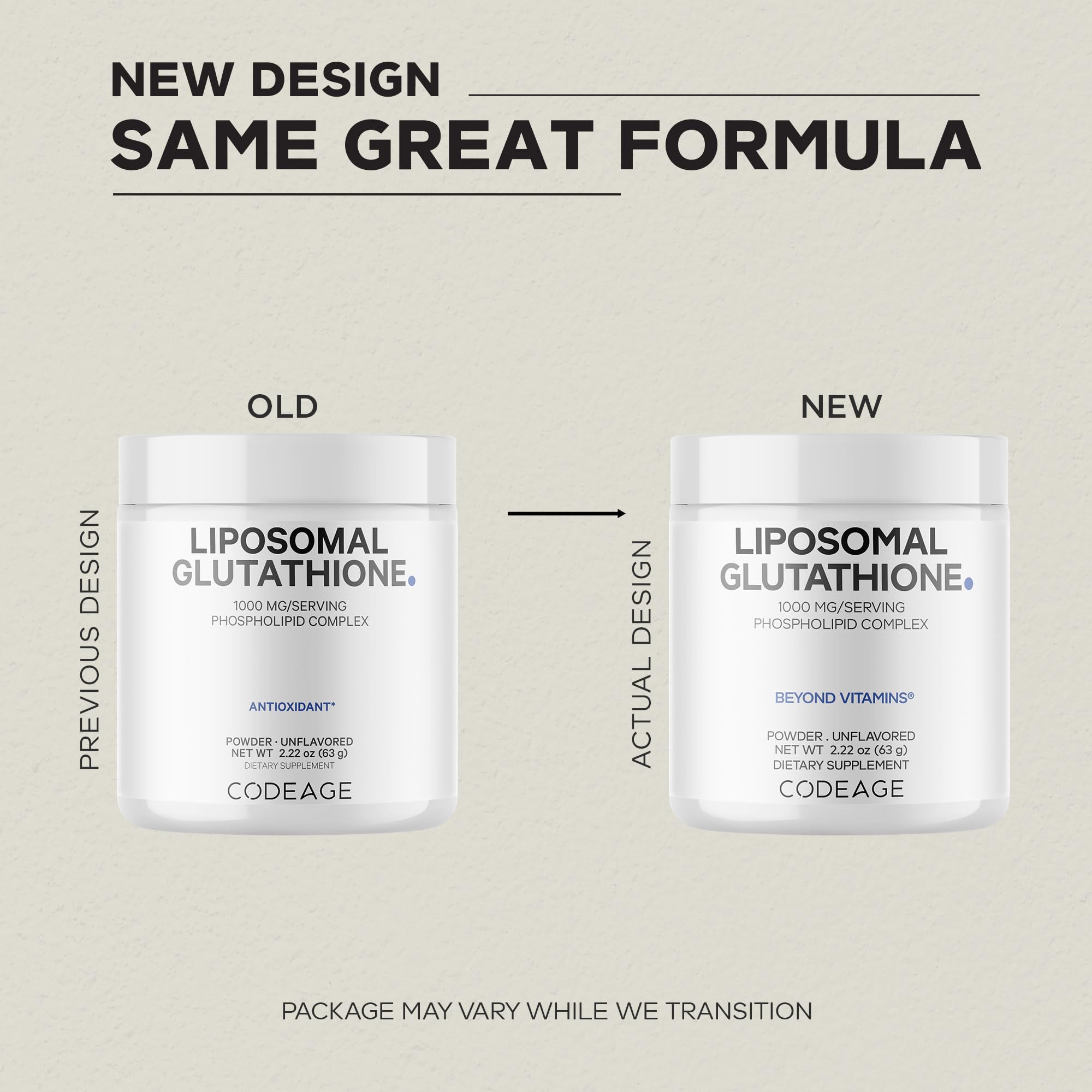 Codeage Glutatión liposomales, polvo sin sabor fácil de mezclar