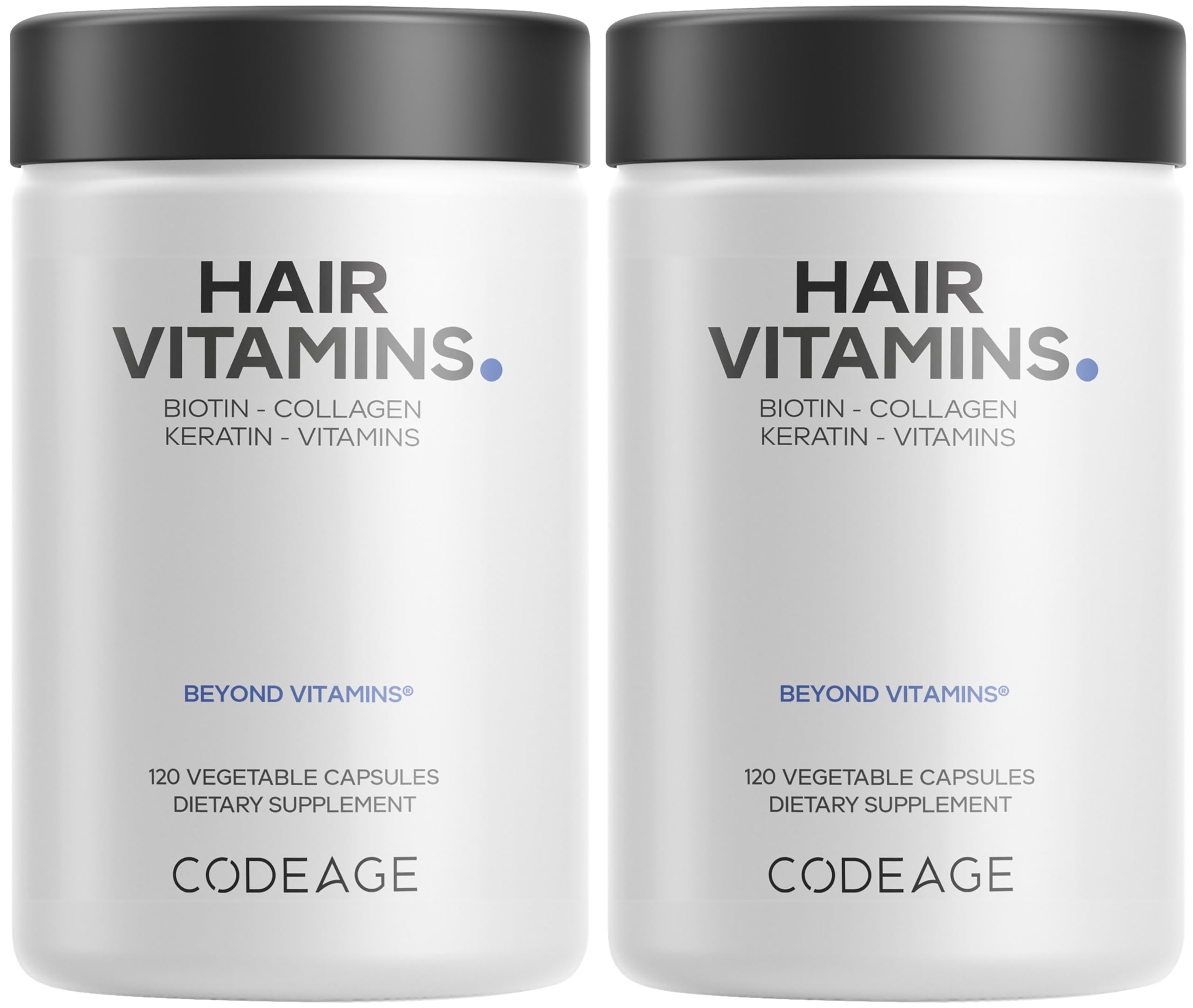 Codeage Hair Vitamins en botella, cápsulas para nutrición capilar diaria.