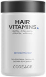 Codeage botella de vitaminas para el cabello, apoyo diario para brillo y fortaleza.