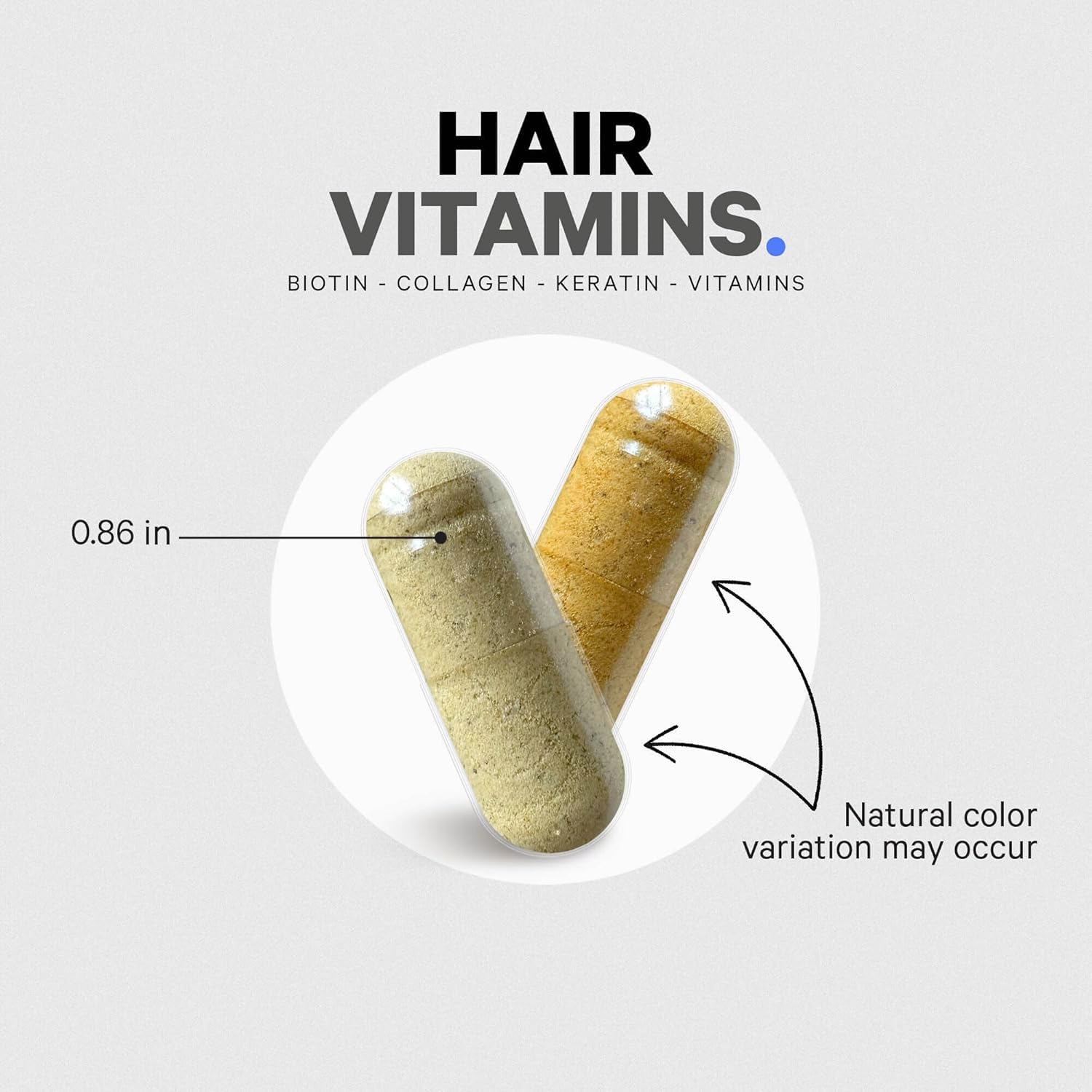 Cápsulas de Codeage Hair Vitamins en la mano, dosis diaria fácil.