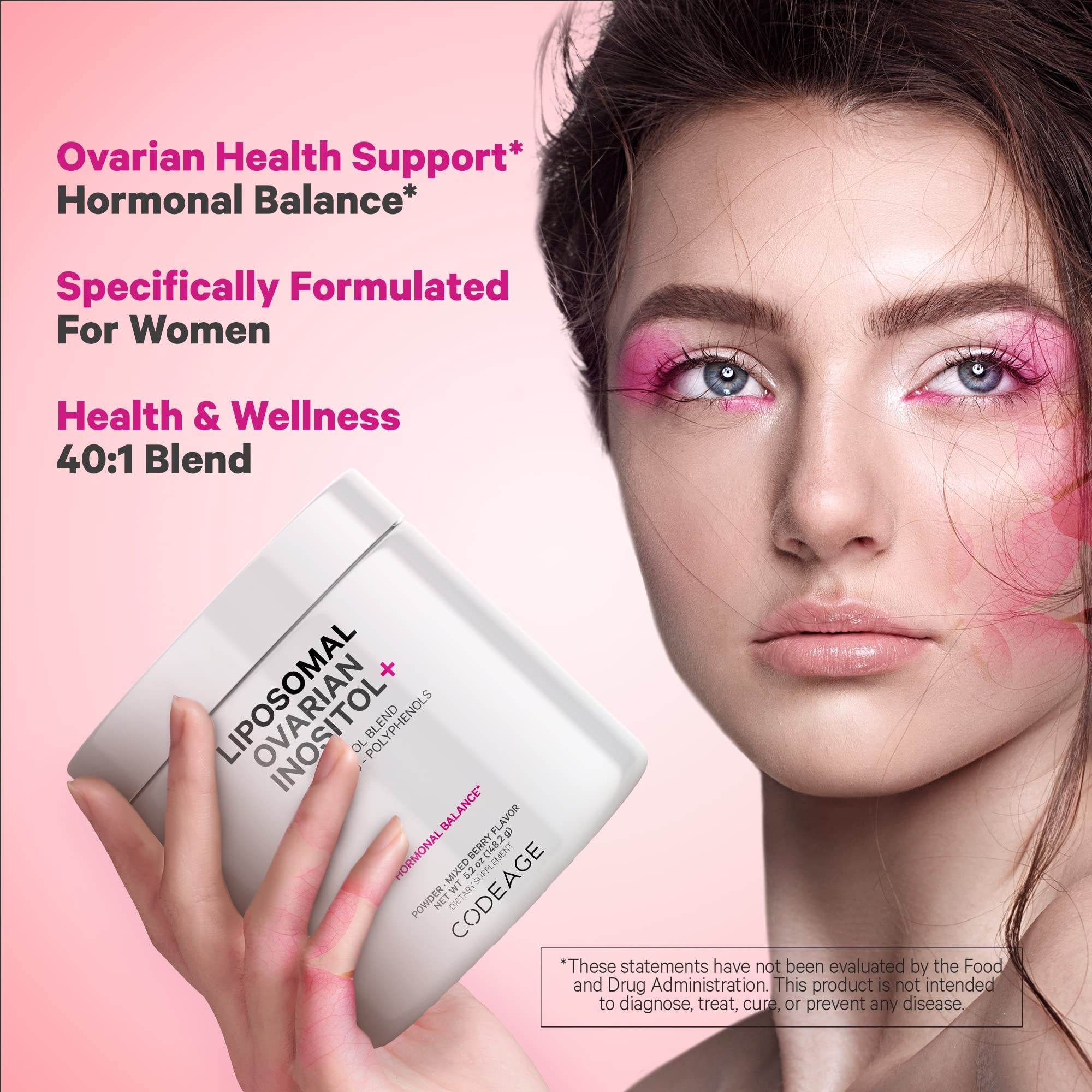 Codeage inositol liposómico ovárico: mezcla con frutos rojos en polvo.