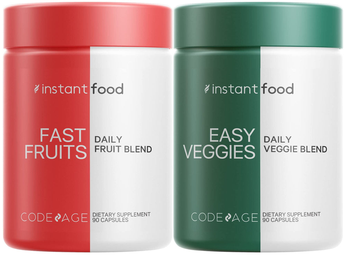 Codeage InstantFood Easy Veggies, frasco, cápsulas que apoyan una ingesta diaria de vegetales.