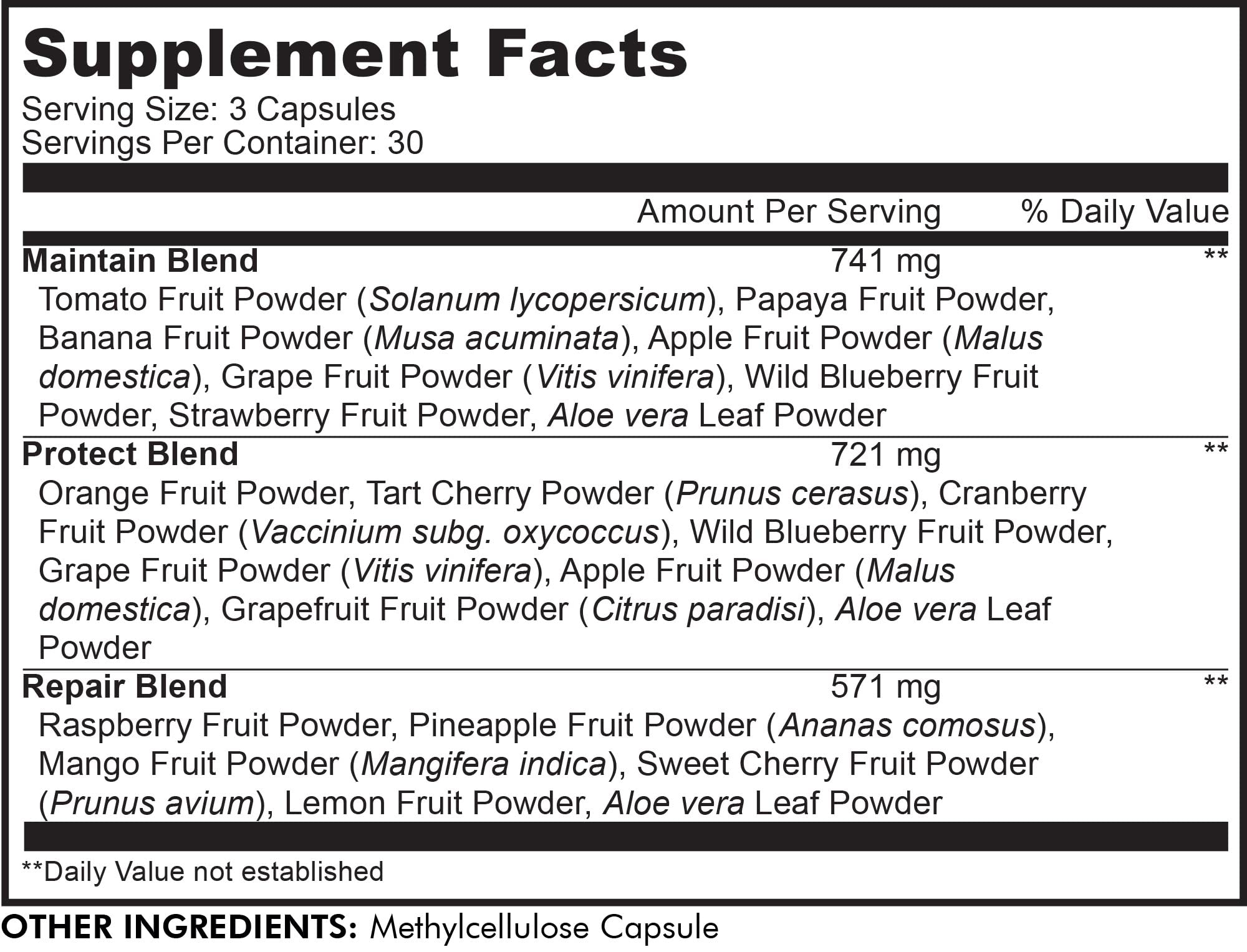 Codeage InstantFood Fast Fruits, proceso global de ingredientes para un suplemento vegetal.
