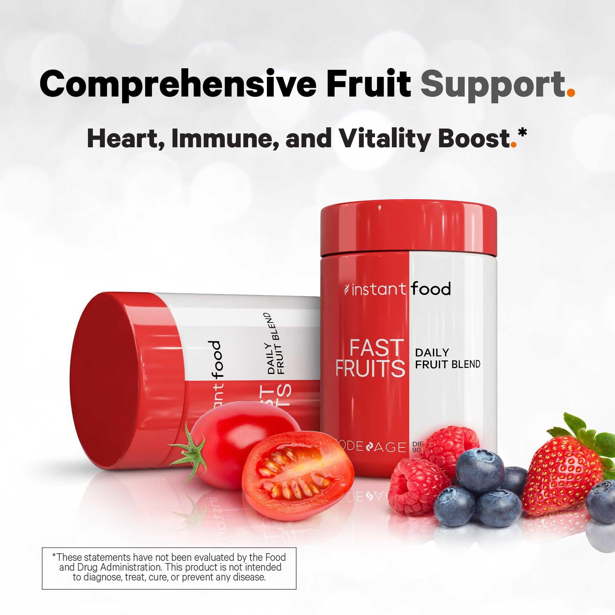 Versión vegana de Codeage Instantfood Fast Fruits, sin aditivos artificiales