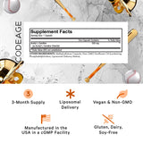 Codeage Liposomal Acetyl-L-Carnitine: cápsulas y etiqueta legible para confianza en la dosificación.