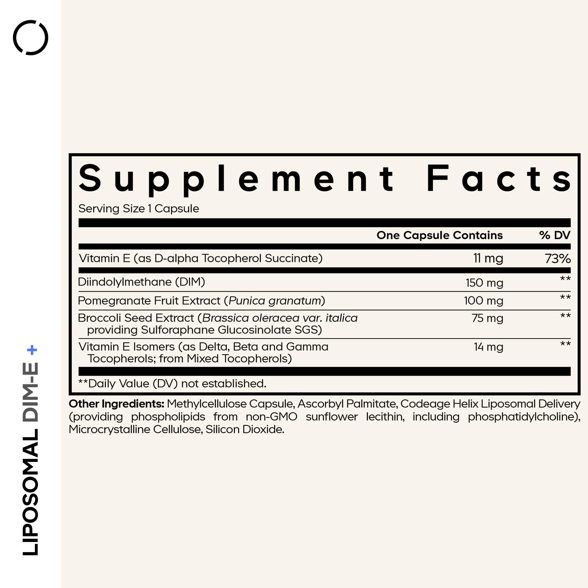 Codeage Liposomal DIM: envase de vidrio para conservar frescura.
