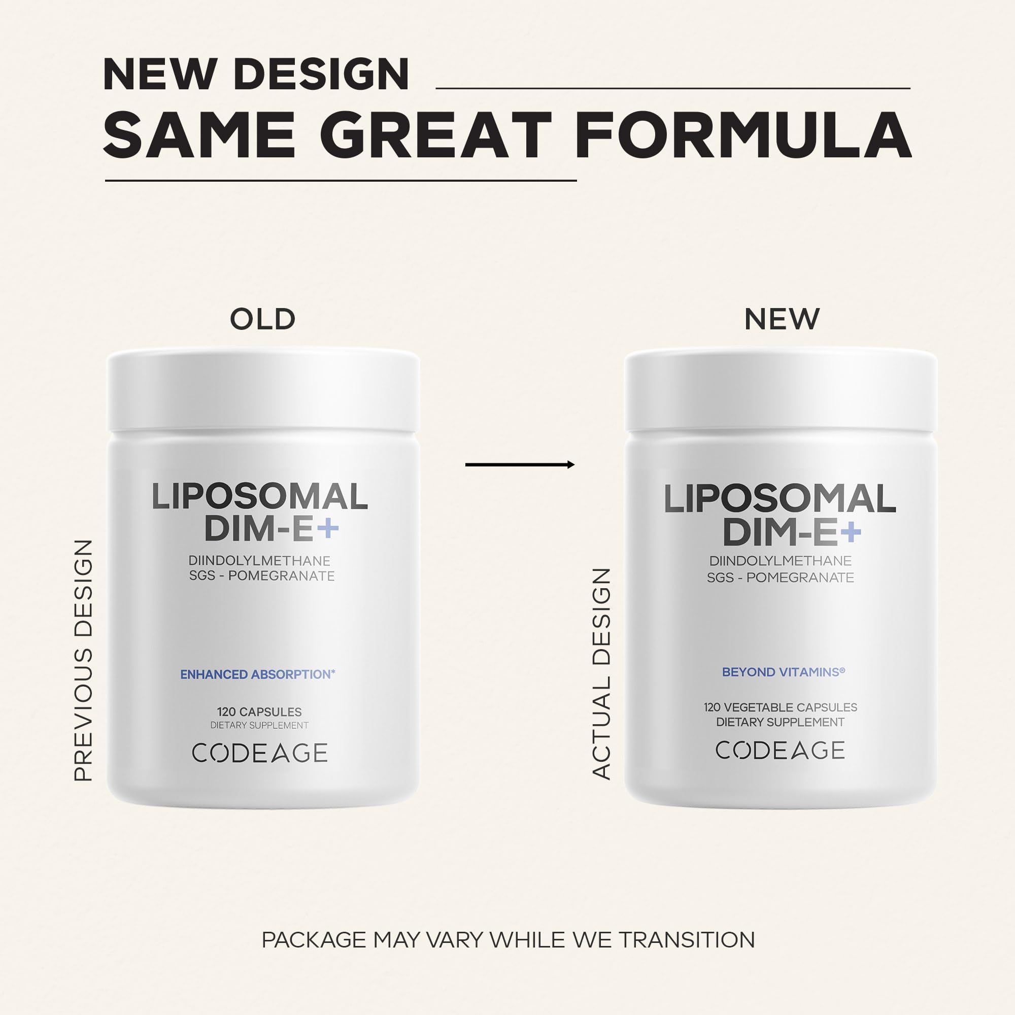 Codeage Liposomal DIM: etiqueta nutricional clara y detallada.
