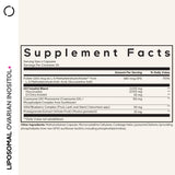 Codeage Liposomal Ovarian Inositol+ etiqueta frontal que destaca el blend 40:1