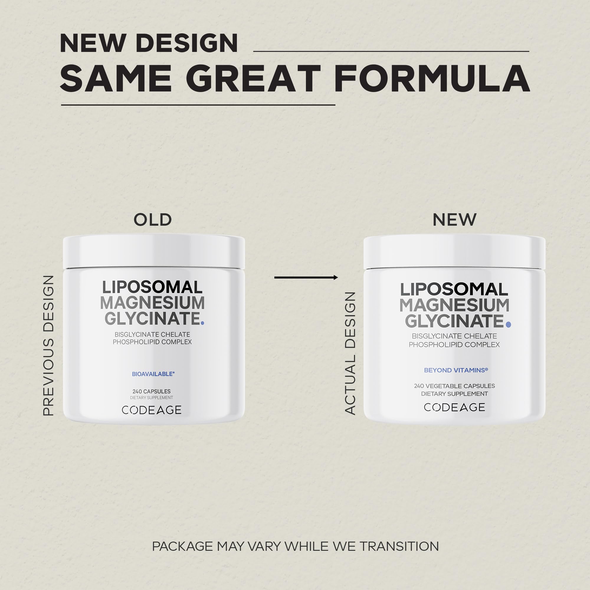 Codeage Magnesio Liposomal, etiqueta BioPerine, mejora la absorción potencial.