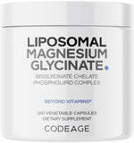 Codeage Magnesio Liposomal, botella frontal, apoyo diario al bienestar.