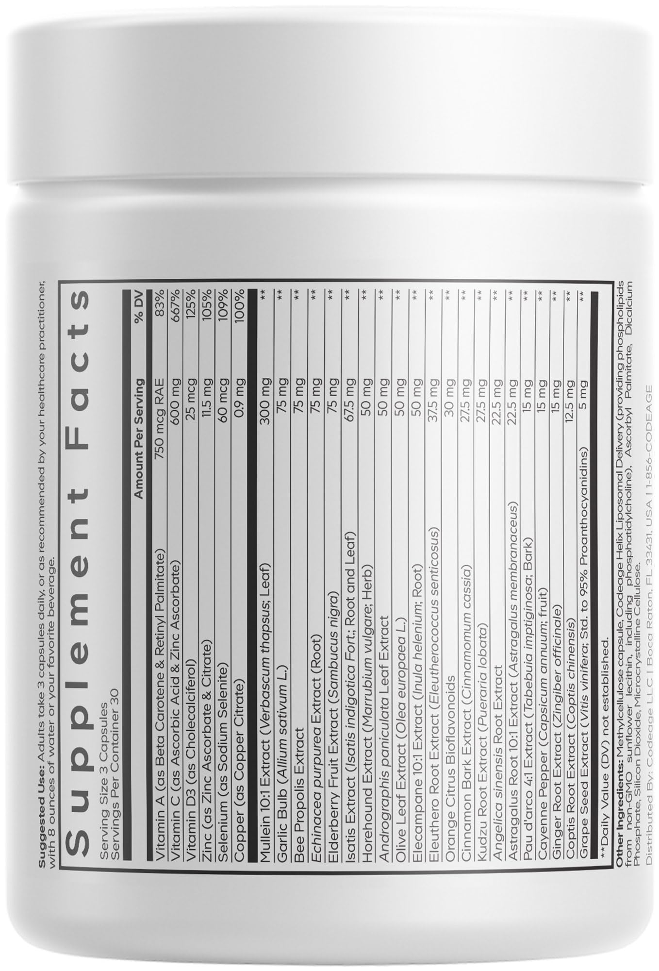 Codeage Mullein Ultra: cápsulas, liberación liposomal para mejor absorción
