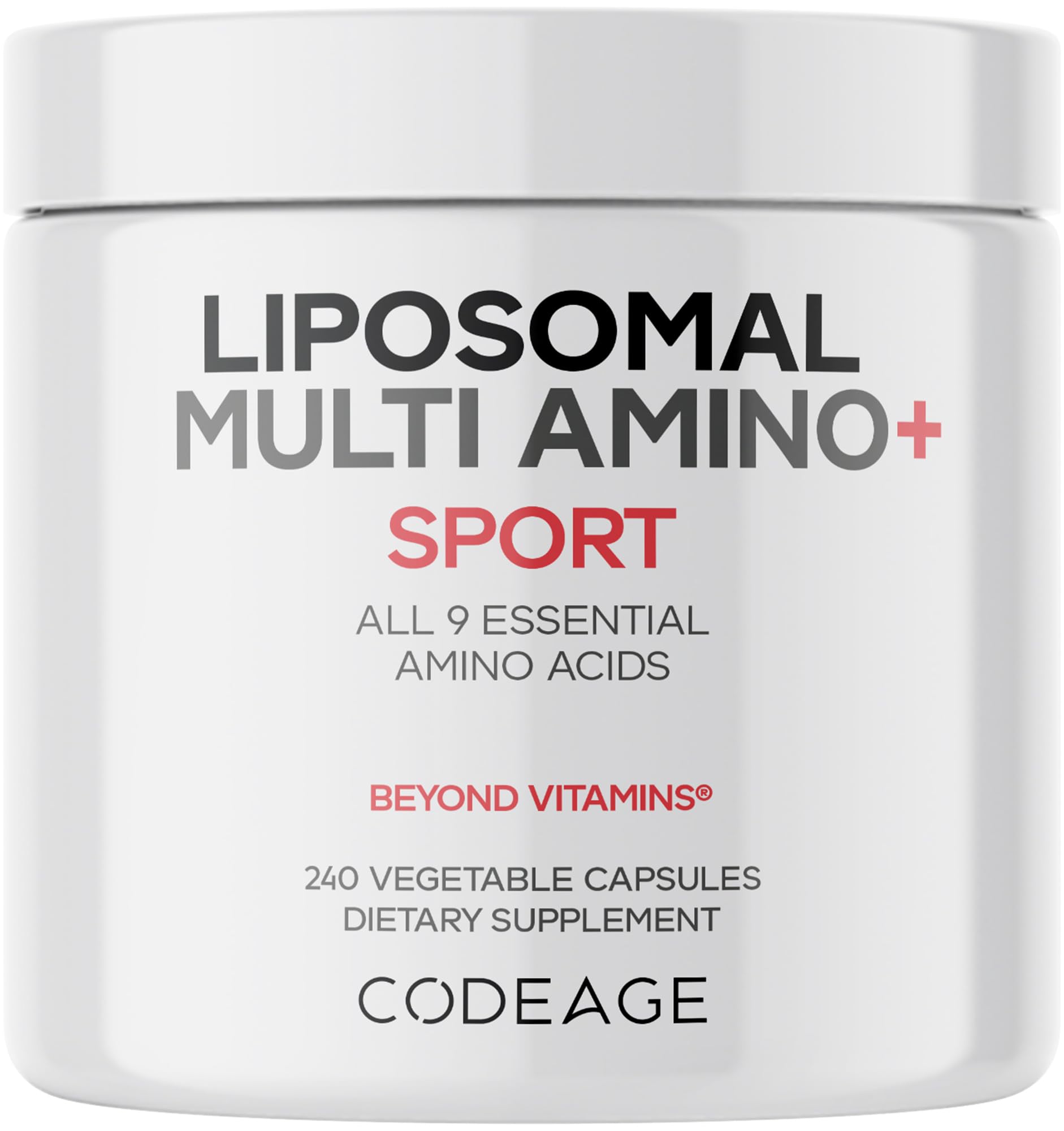 Codeage Multi Amino+ envase listo para uso diario con aminoácidos esenciales