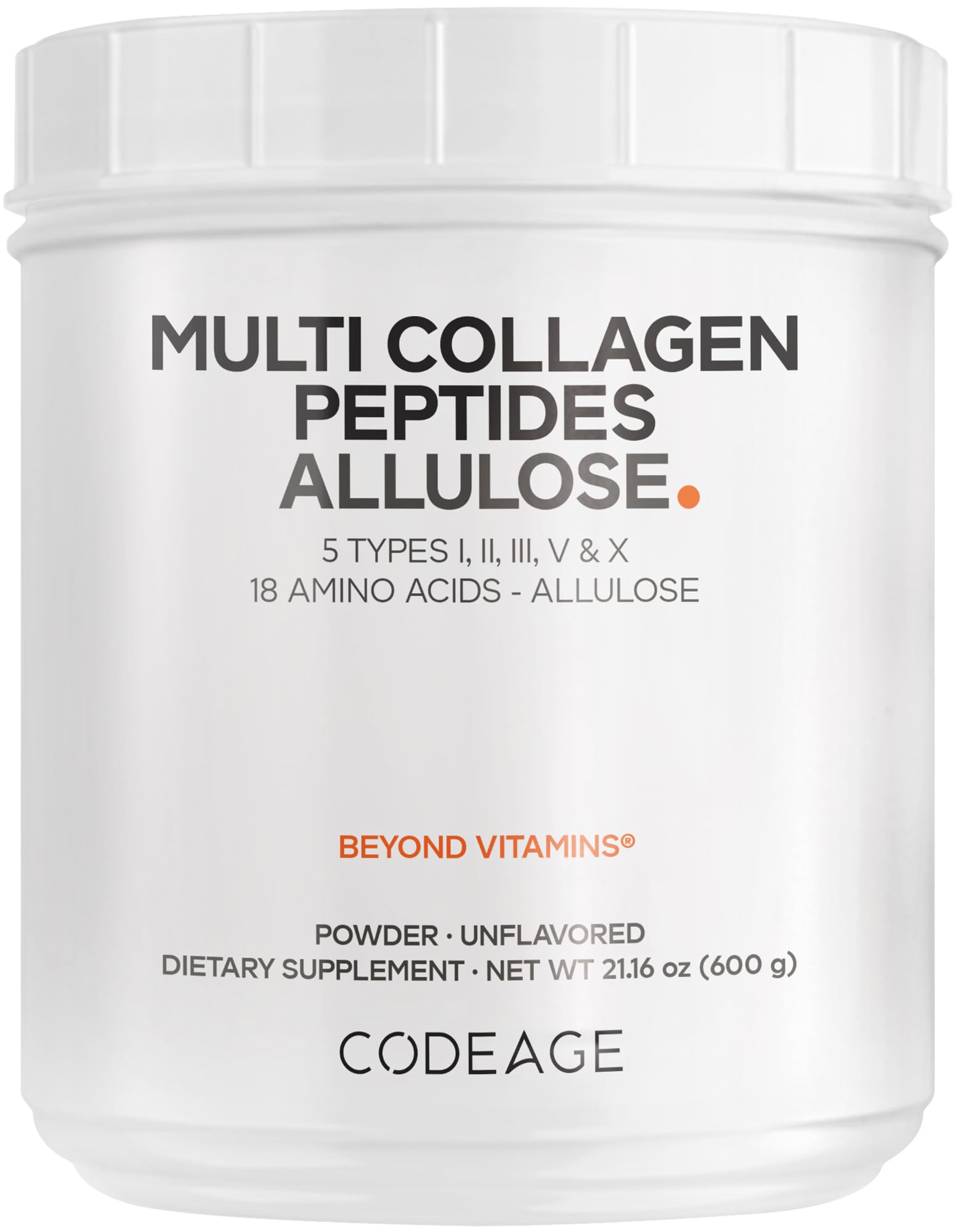 Codeage Multi Colageno Allulosa: bote listo para mezclar en bebidas