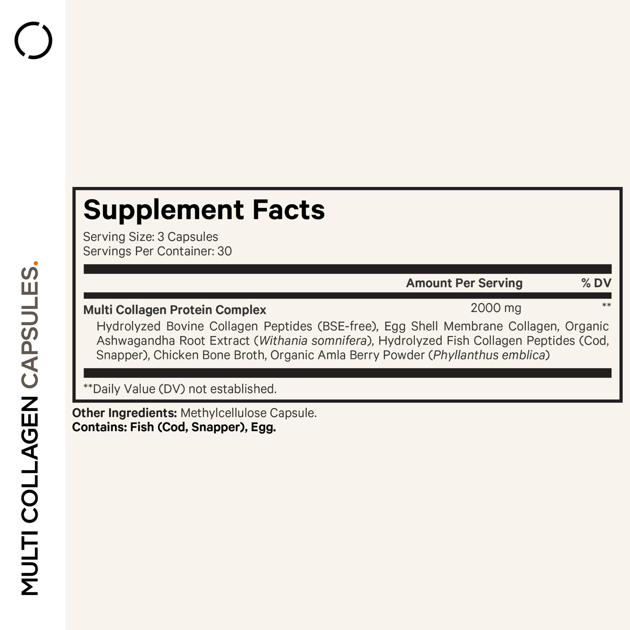 Codeage Multi Collagen: cápsulas en mano, fácil ingesta diaria de colágeno hidrolizado.