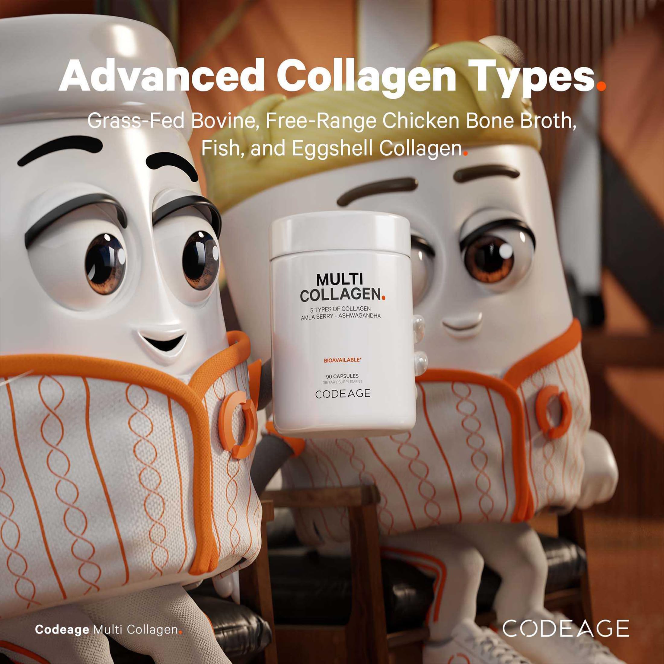 Codeage Multi Collagen: ingredientes con ashwagandha y amla para un aporte natural.