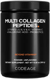 Envase de Codeage Multi Collagen Probiotics Black Edition para uso diario.