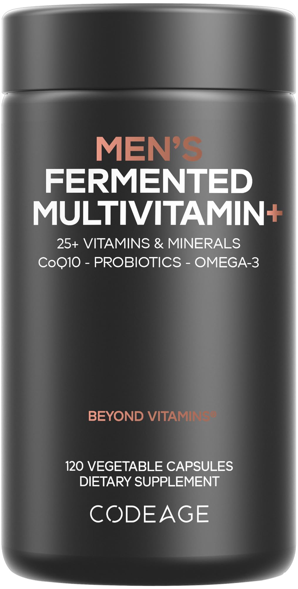 Codeage multivitamínico diario para hombres en botella, impulso diario de energía.