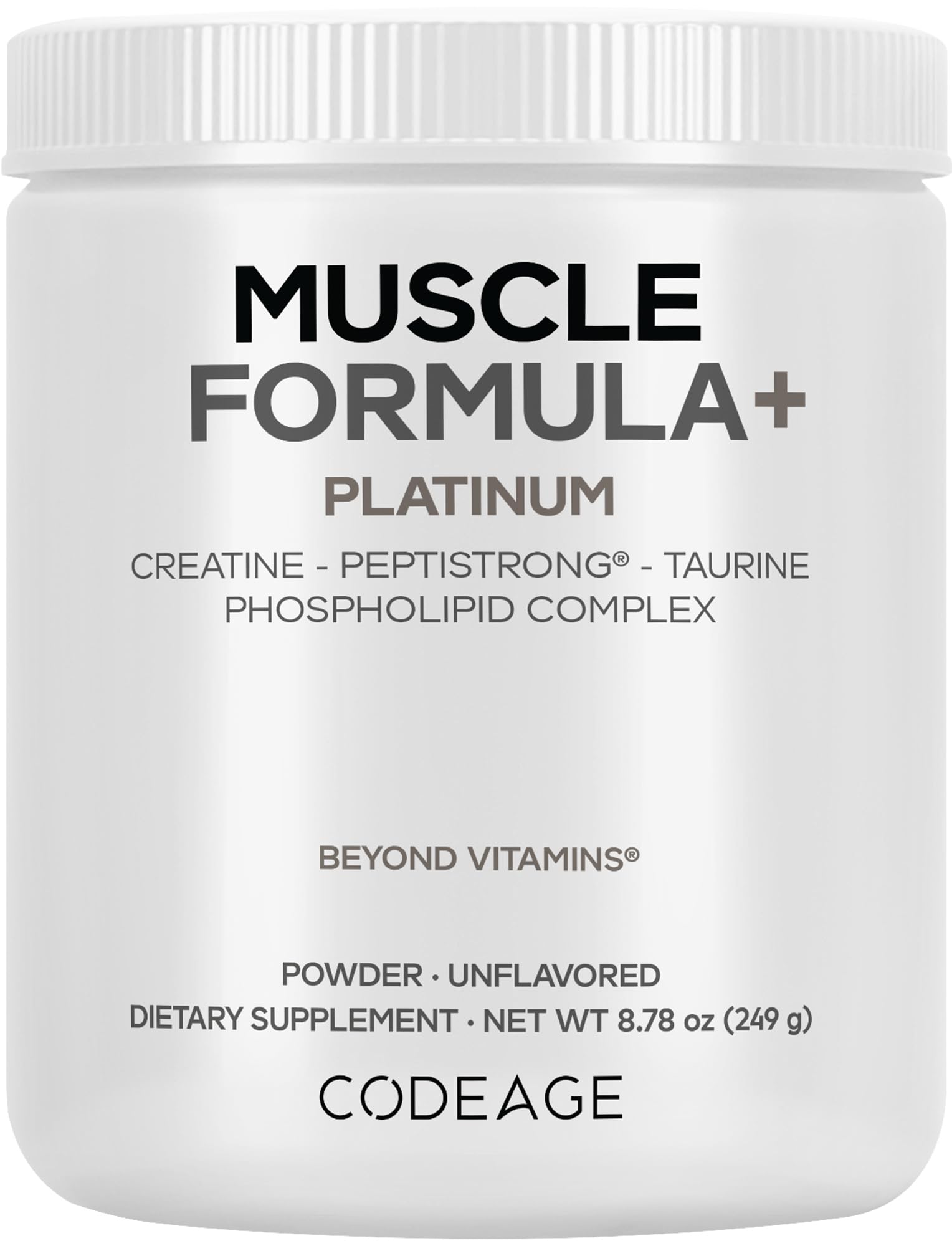 Codeage Muscle Formula+ Platinum con creatina monohidrato para rendimiento diario.