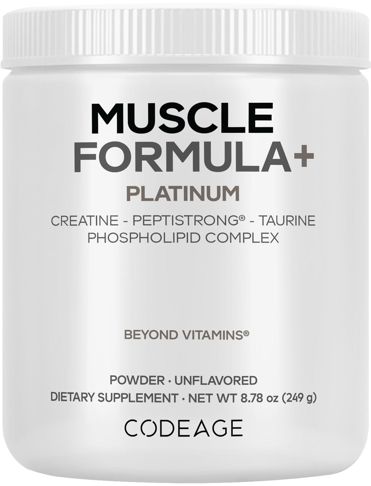 Codeage Muscle Formula+ Platinum con creatina monohidrato para rendimiento diario.