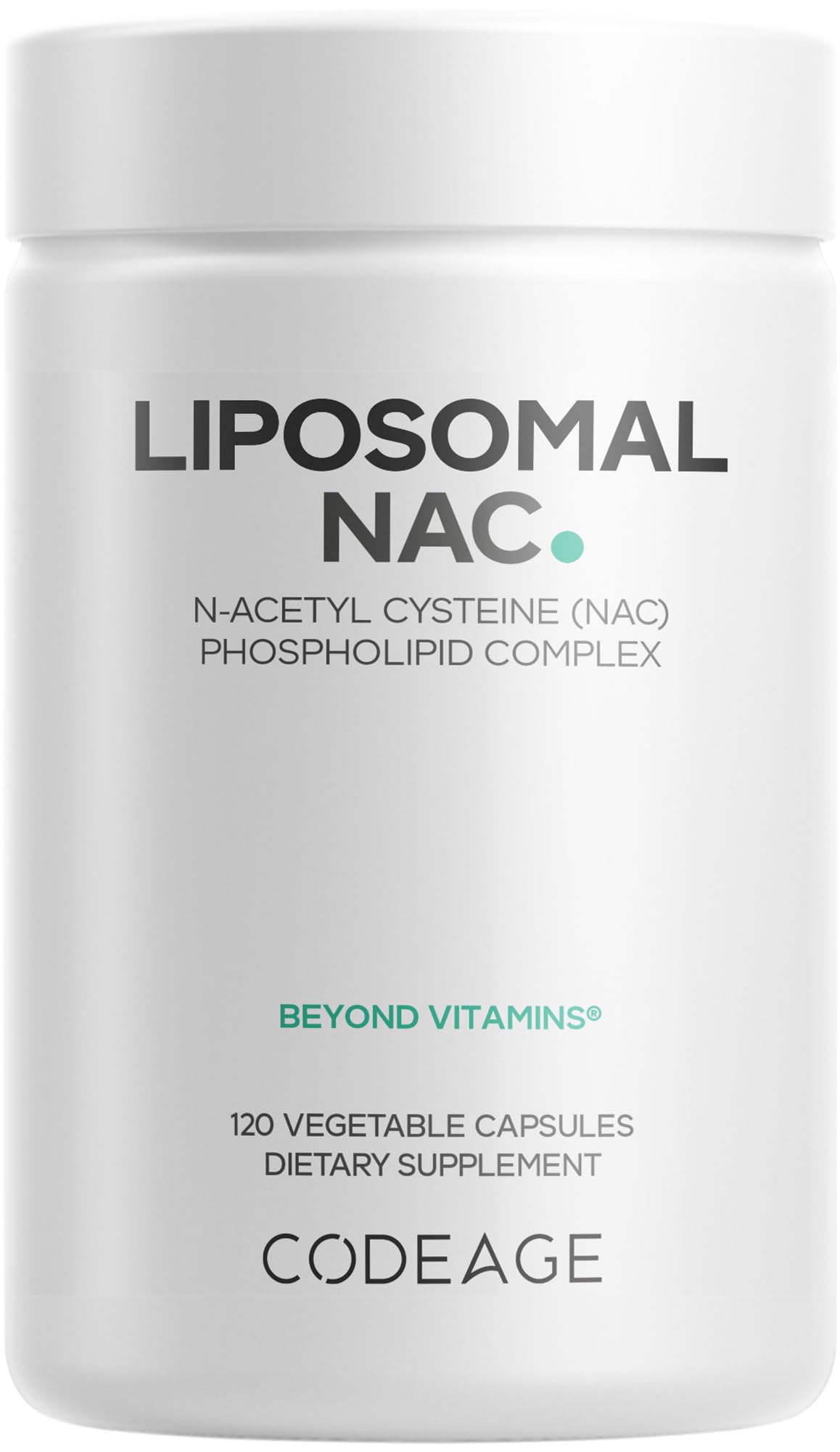 Codeage NAC liposomal en botella para uso diario.