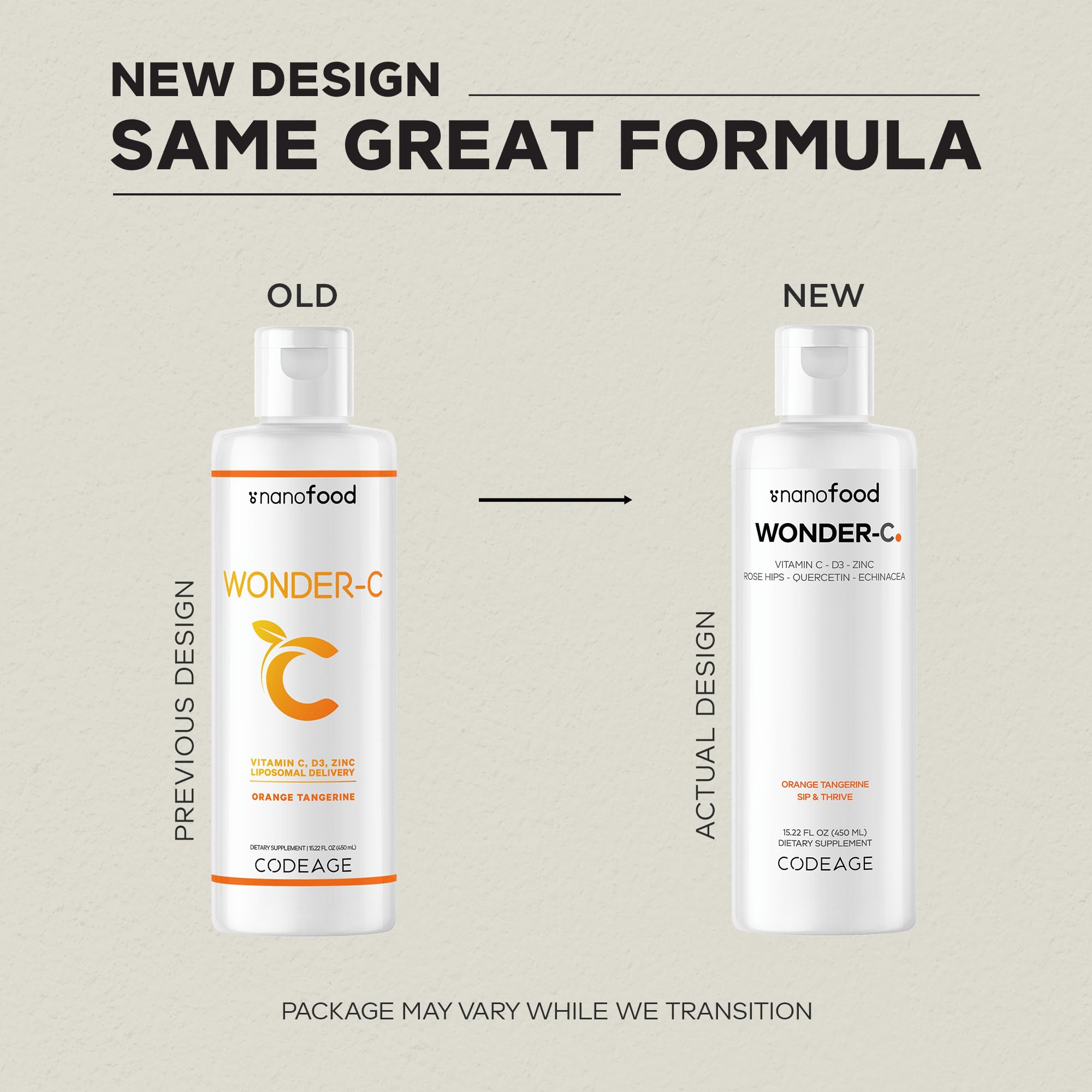Codeage Nanofood Wonder-C etiqueta con ingredientes clave
