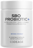 Codeage SBO Probioticos: cápsulas en botella para apoyo diario del bienestar intestinal.