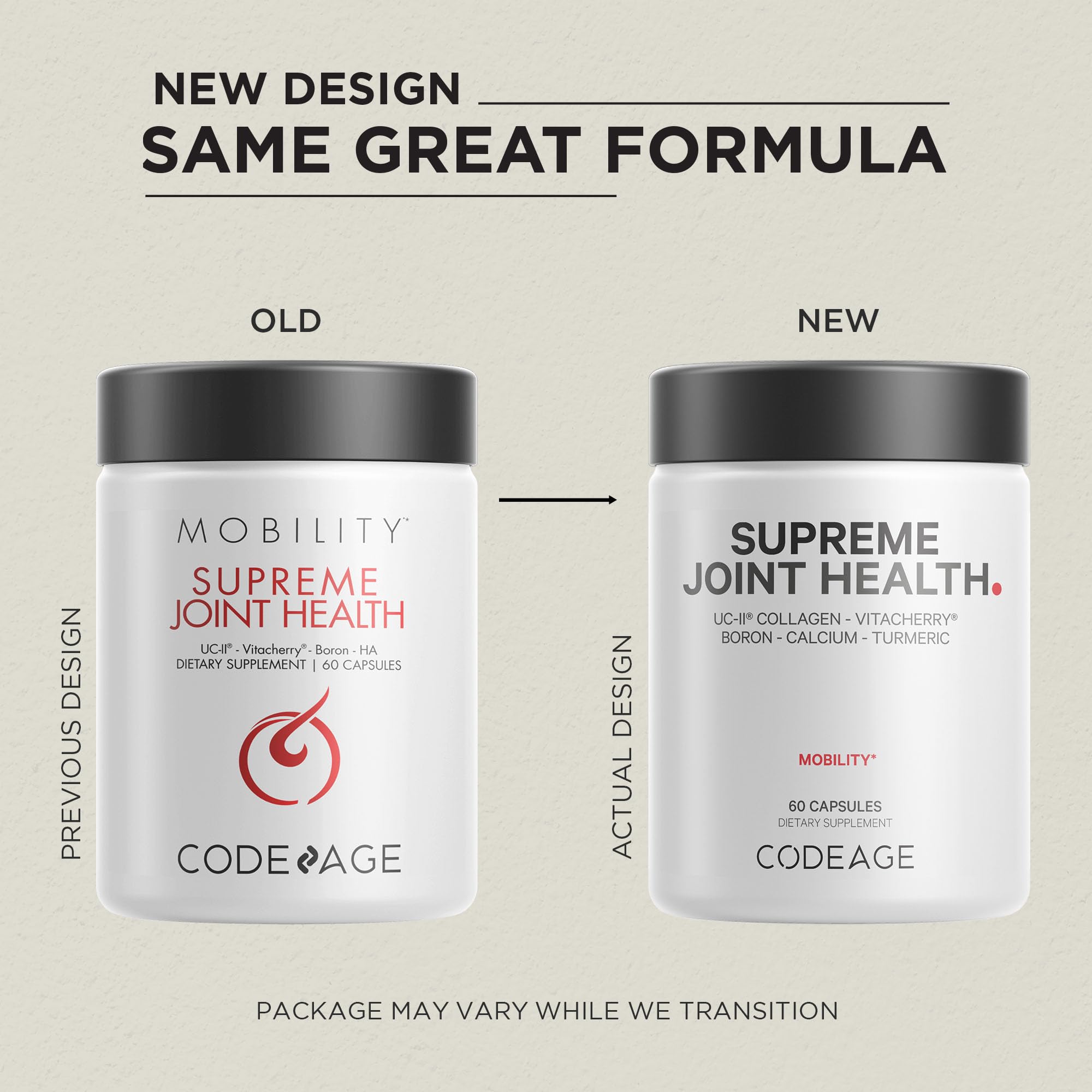 Codeage Supreme Joint Health capsules-caja: cápsulas listas para uso diario.