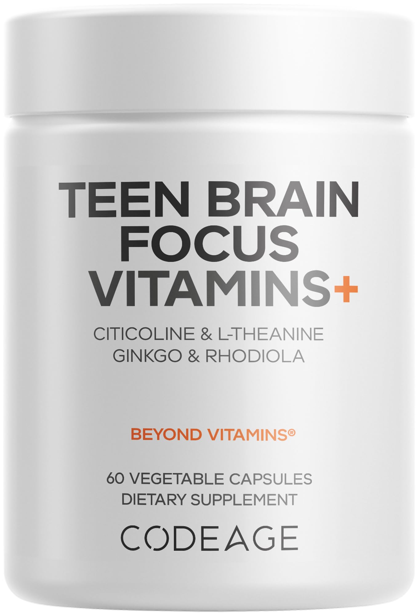Codeage Teen Brain Focus cápsulas, apoyo para concentración diaria durante el estudio.