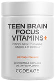 Codeage Teen Brain Focus cápsulas, apoyo para concentración diaria durante el estudio.