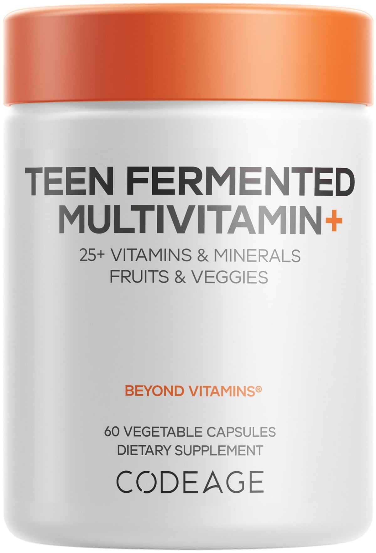 Codeage Teen Multivitamin en botella frontal para adolescentes activos.